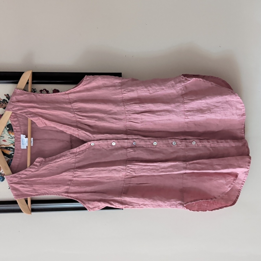 NWOT Sigred Olsen Sleeveless Button-Down Linen Top Pink Size Small